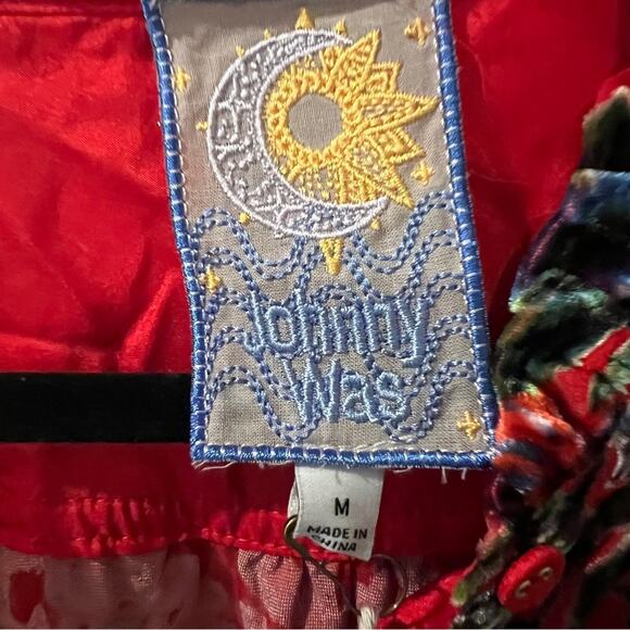 NWT $328 Johnny Was Silk M Red Yoella Burnout Tunic Top - Picture 8 of 9